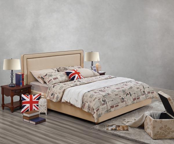 2017 new design of Leather / Fabric American style Bedroon furniture Upholstered headboard set bed/king size Bed