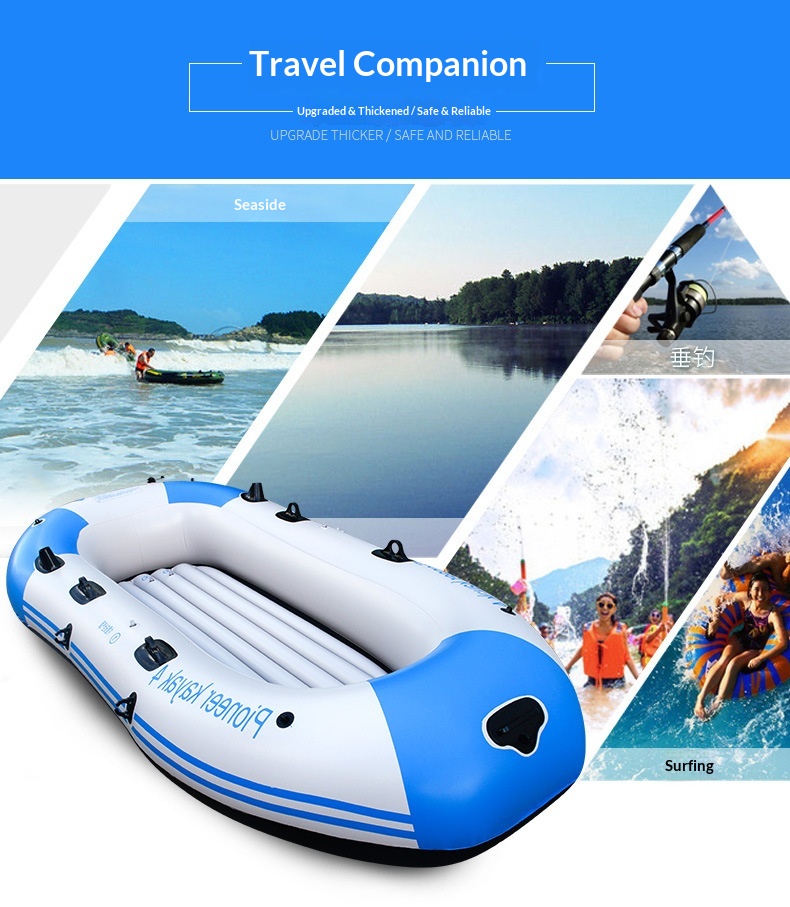 New Thickened Inflatable Kayak Rubber Dinghy Fishing Boat Air-Cushion Craft Lifeboat Outdoor Watercraft 480L Capacity 2-5
