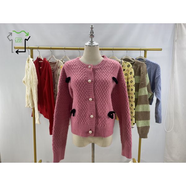 Second Hand Women's Cardigan Sweater Warm Button Mixed Style Fashion Casual