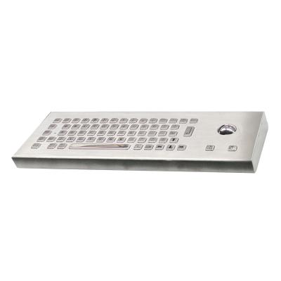 teclado de aço inoxidável com mouse trackball óptico