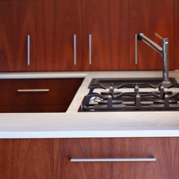 Brown Wood Veneer Kitchen Cabinet Sets Dark Complete  Modular Kitchen