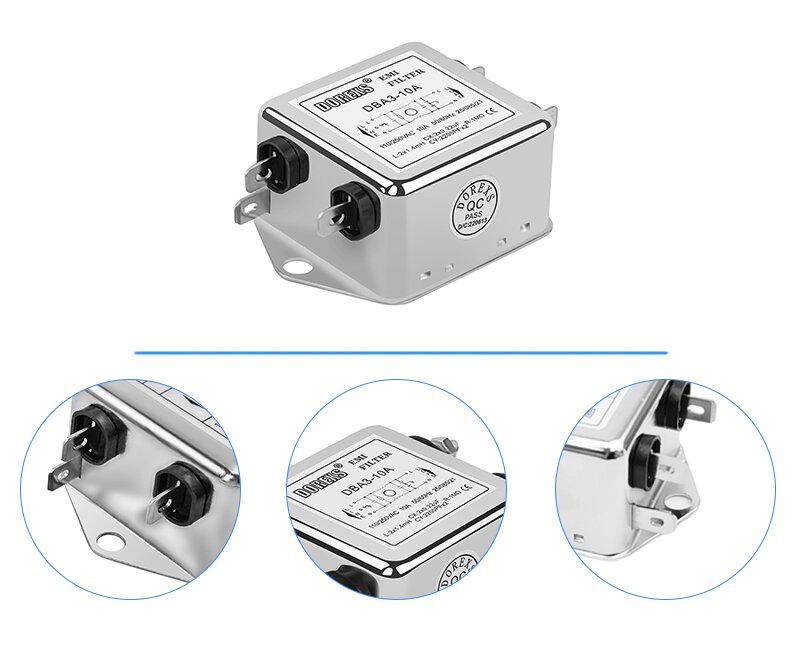 DBA3 Вставка фильтра EMI 220V 1A 3A 6A однофазный универсальный серийный фильтр питания