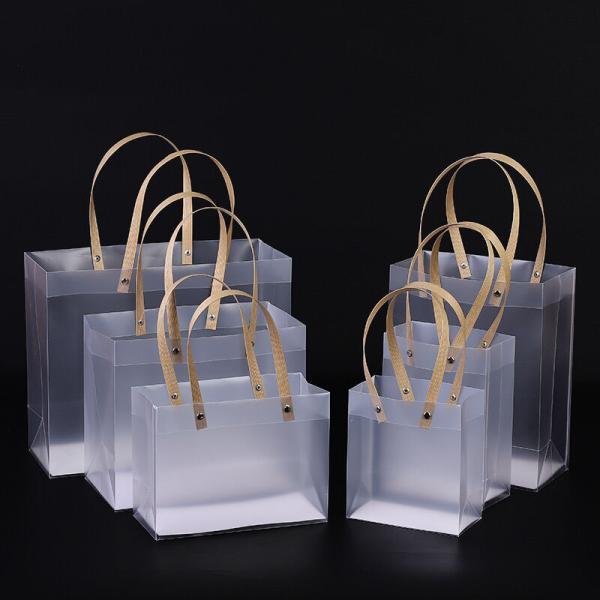 Frosted PP Bags Plastic Gift Bags With Handles Translucent Tote Gift Wrapping Flower Package Decoration Supplies