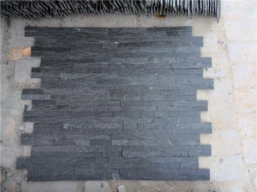 Natural / Cultured Stone Black Slate Flat Mini Panel For Wall Cladding