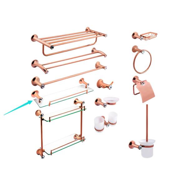 Цинковый сплав и кристаллический аксессуар для ванной комнаты одностеклянная полка Розовое золото