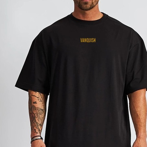 Summer Essential Men's Oversized T-shirt in Knitted Weaving Method and Print Pattern