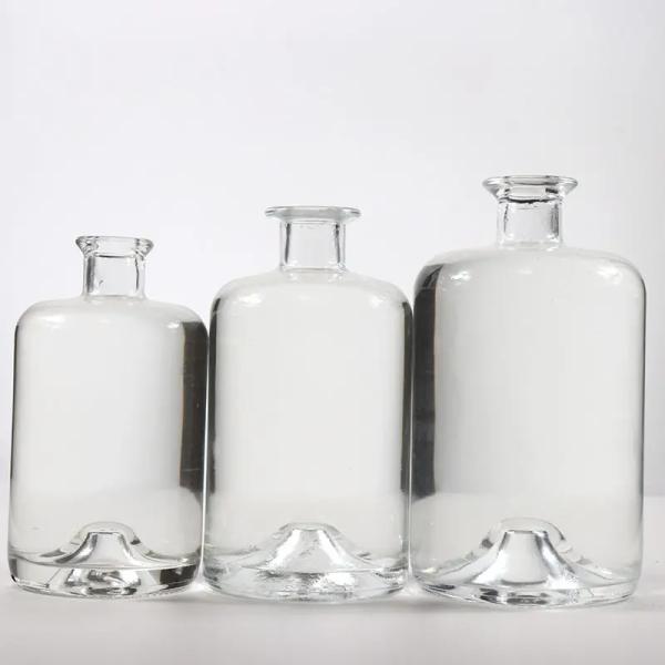 Collar Glass 750ml 500ml 375ml 200ml 100ml Vodka Spirit Gin Rum Liquor Bottle for Cosmetic