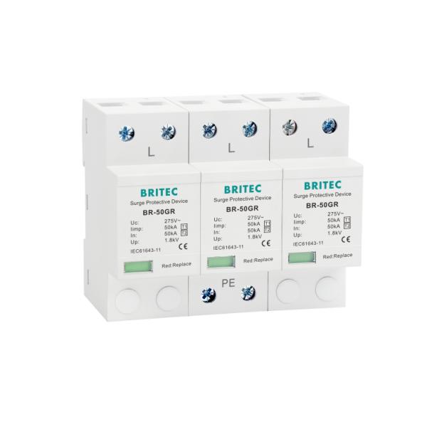 BRITEC BR-50GR 275 3P Spd Ac Тип 1 Устройство защиты от перенапряжения 4P Устройство защиты от молнии T1 T2