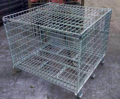 Galvanized Warehouse Storage Shelves Welded Steel Lockable Wire Mesh Pallet Cage