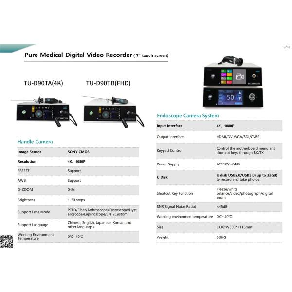 7in 4K Medical Endoscope Camera with Touch Screen and SONY CMOS Sensor