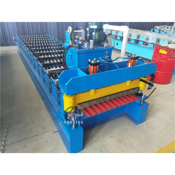 “Power Saving Automatic 836mm PPGI Corrugated Roof Roll Forming Machine Metal Wave Roof Sheet Making Machine PLC Control Power Saving 836mm Corrugated Roof Roll Forming Machine For PPGI Color Steel ”