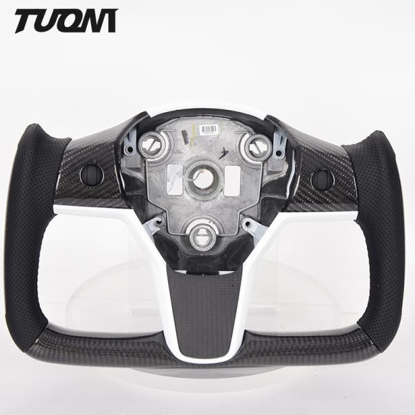 Racing Perforated Leather Tesla Carbon Fiber Steering Wheel Model 3 Y X S