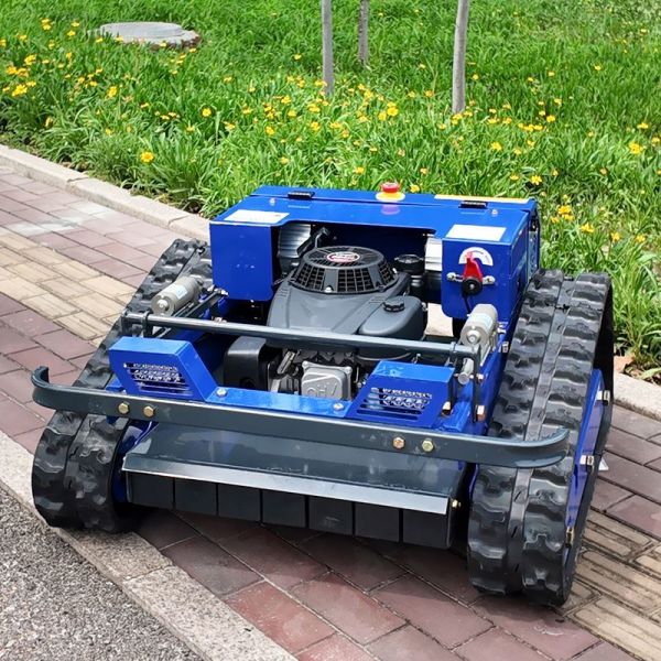 Fully Automatic Industrial & DIY Cordless Tracked Lawn Mower with Single Cylinder Engine and Remote Control Features