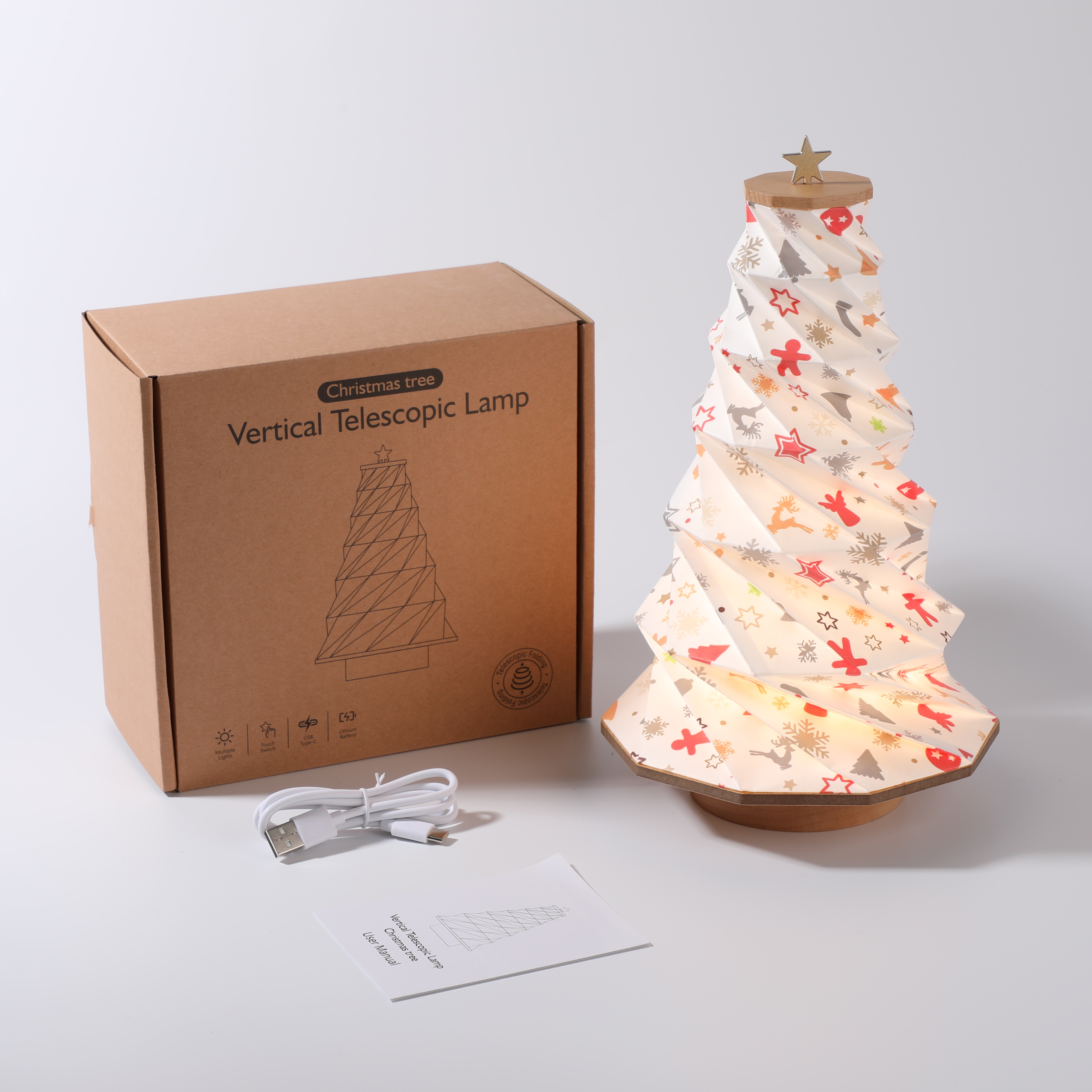 Eco-Friendly Foldable Paper Christmas Tree Light | Reusable LED Decoration for Home Office & Holiday Parties Night Light Gift