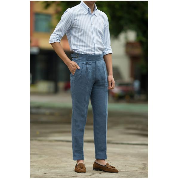 Мужские брюки подрезанные брюки поясной летний стиль белье тонкий случайный костюм брюки тканые