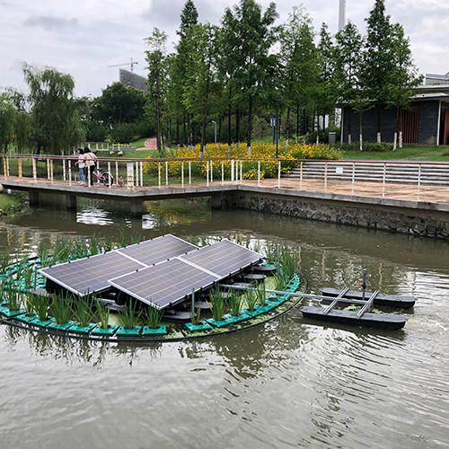 Système d'aération de bassin à énergie solaire pour le traitement des rivières, compact et pratique