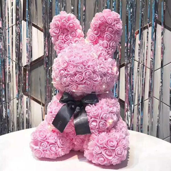 Easter Gift Rose Bunny Wholesale PE Roses Bear with More Colors Bear Roses for Christmas Gift