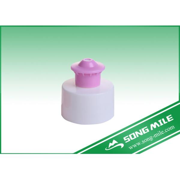 24mm All Plastic White/Pink  Pull Push Cap for Cosmetics