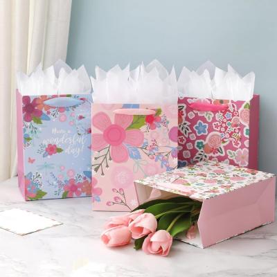 Custom Color Accepted Fashion Flower Printing Fancy Shopping Paper Bags For Presents
