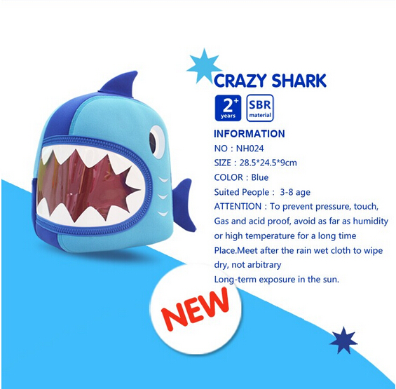 Lovely 3D Shark Personalized Kids Backpack for School Wear Resistant