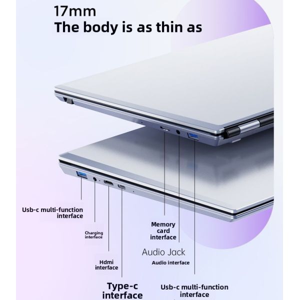 Intel Celeron Quad Core Laptop 15.6-inch IPS Dual Screen Notebook  DDR4 RAM SSD Storage  English Keyboard Magnetic Camera