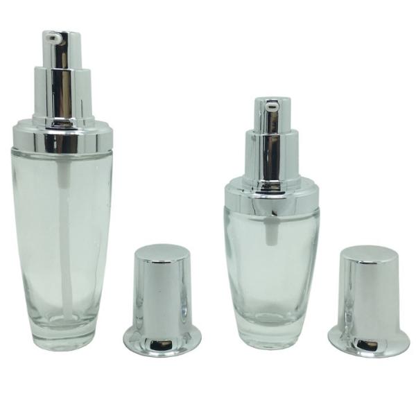 Luxury Empty Cosmetic Containers , Glass Lotion Pump Bottles Full Set