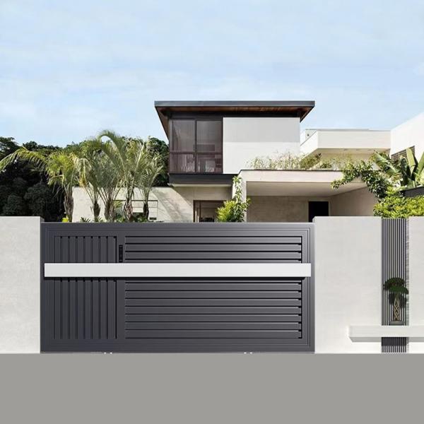 Waterproof Aluminium Entrance Gates T5/T6 / Adjustable Louvers Aluminum Sliding Driveway Gates