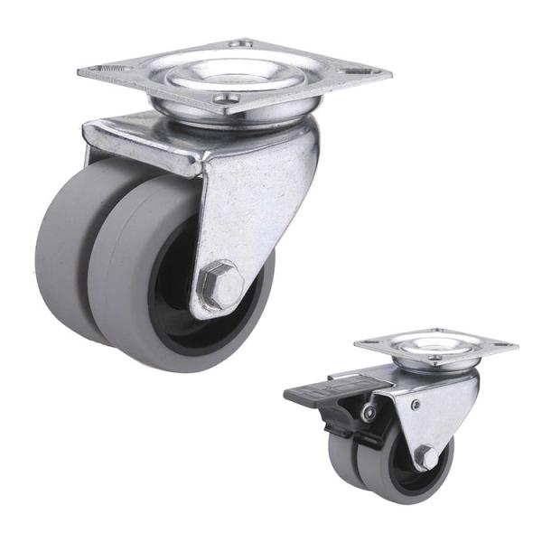 capacité 80kg roulettes de plat de pivot de Gray Wheel Twin Wheel TPR de 3 pouces
