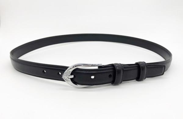 Genuine Leather Rhinestone Buckle Belt , Soft Leather Belt 2.4cm Width