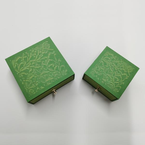 Vintage Textured Jewelry Box Set Premium Embossed Metal Drawer Hinged Cases Luxury Ring Earring