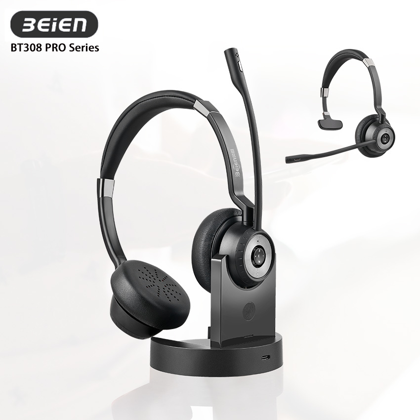 BT308 PRO Series ENC Wireless Headset Dual Mode Business Headset with Mic for PC Mobile