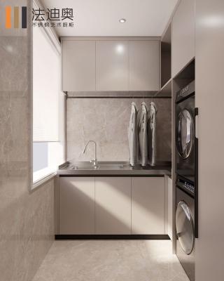 Minimalist Beige Design Stainless Steel Laundry Cabinet With Durable Functionality