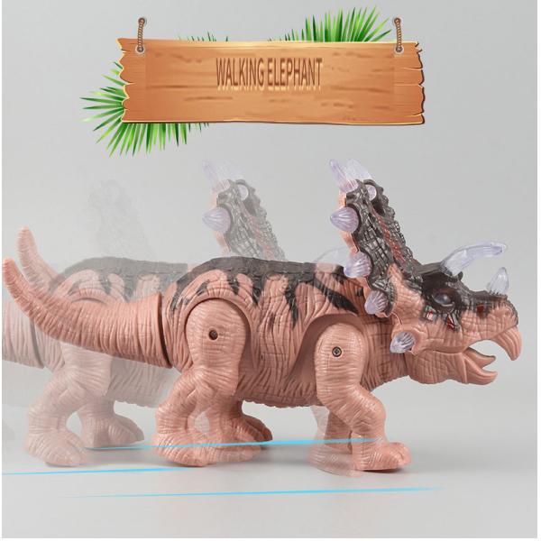 Finished Goods PVC Children's Toy Electric Dinosaur Triceratops with Sound and Light