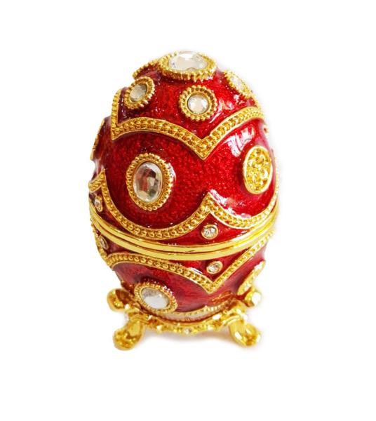 Handmade Enamel Faberge Easter Egg Jewelry box Luxury Blue Faberge Easter Egg Russian Royal Case Jewellery Box Holder