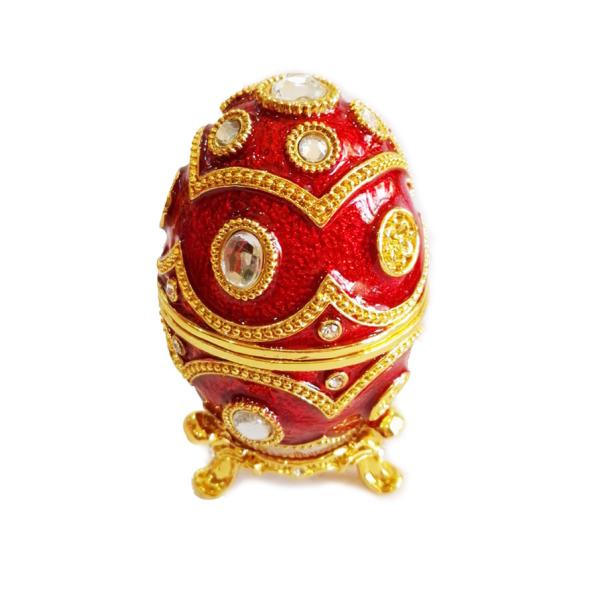 Handmade Enamel Faberge Easter Egg Jewelry box Luxury Blue Faberge Easter Egg Russian Royal Case Jewellery Box Holder