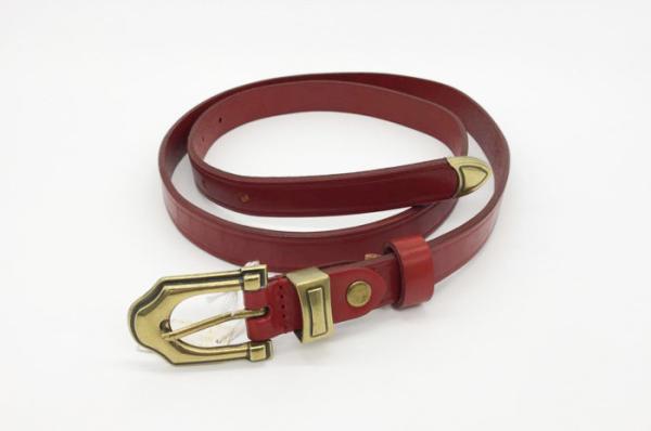 Metal Buckle Womens Genuine Leather Belt 1.8cm Width With Metal Loop / Tip
