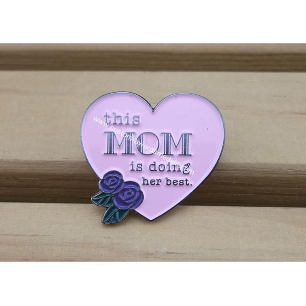 OEM Brass Mom Day Brooch 4.0mm Iron Stamped Pin Emblem