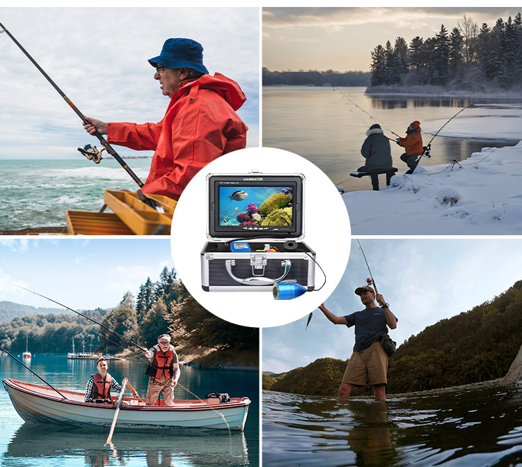 Underwater Fish Finder Monitor IP68 Waterproof Camera HD 720P 7.0'' Inch IPS Screen 30M Cable 12pcs Leds Camera for Sea Fishing