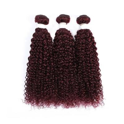 #99J Dark Wine Kinky Curly Remy Human Hair Bundles Sew In Weave Bundles Brazilian Bundle Deals