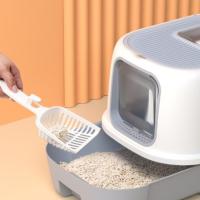 Anti-éclaboussures maison de litière en plastique pour chat boîte à litière blanche avec tiroir