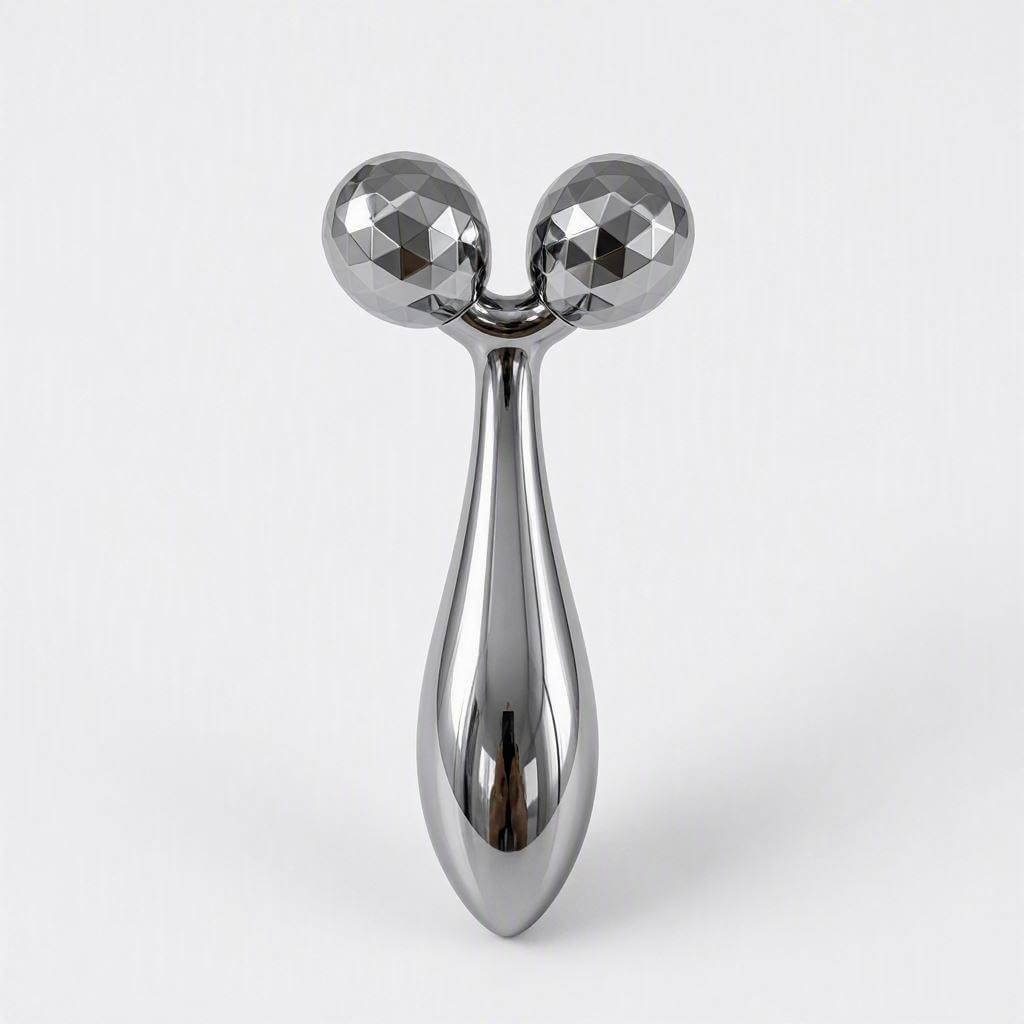 3D Metal Facial & Body Massager Roller – V-Shaped Contour Lift Tool