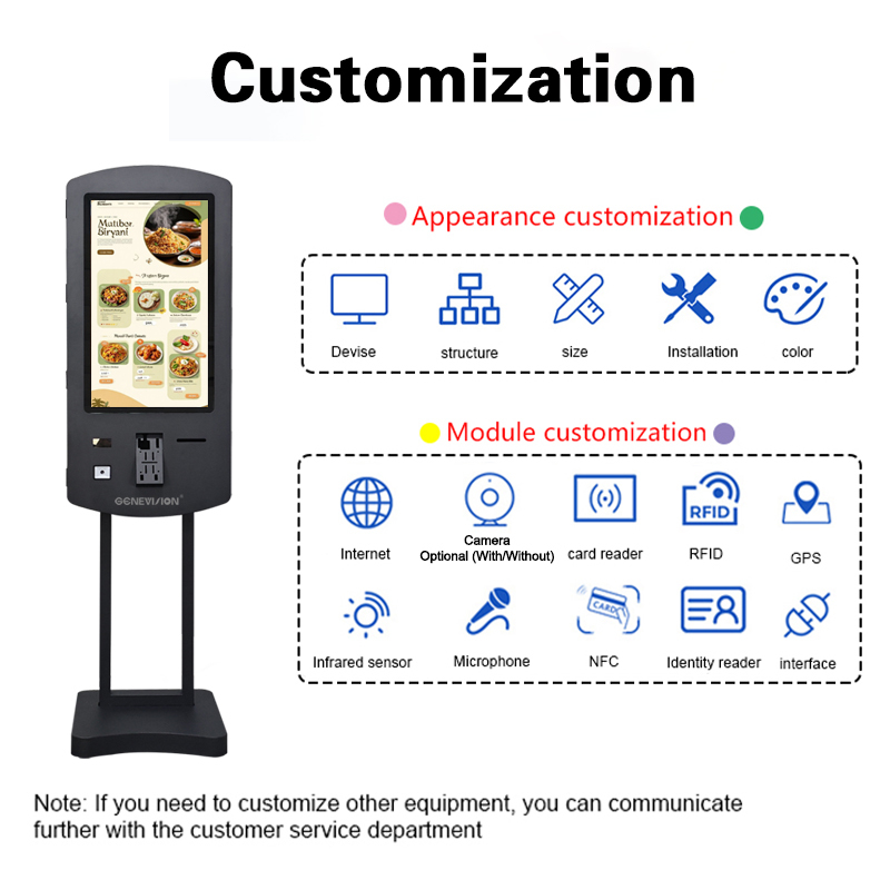 32 Inch Capacitive Touch Screen Self Service Kiosk with QR Code Scanner for Restaurant Ordering and Payment