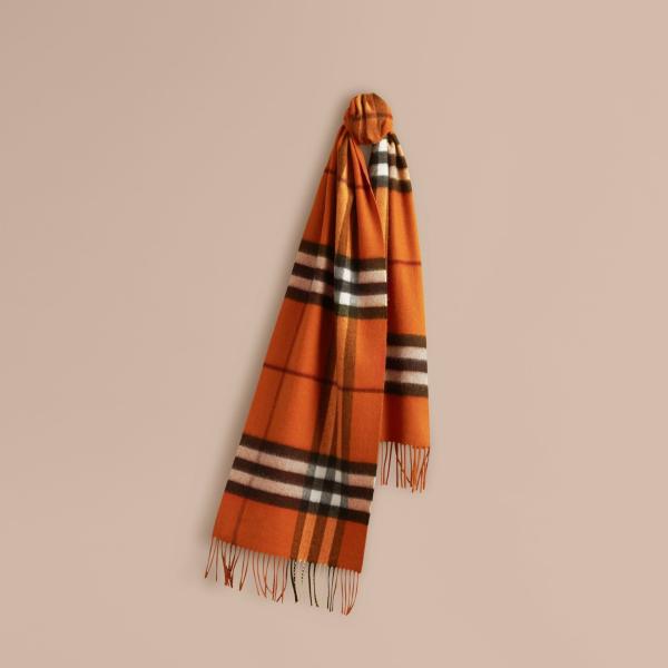 Classic Cashmere Women Winter Knitted Scarf In Burnt Orange Embroidery Blank Logo