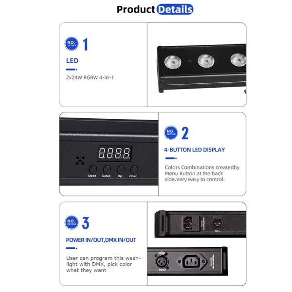 Indoor Use 24x2W RGBW Led Wall Washer Light for Wedding DJ Party High Brightness Uplights