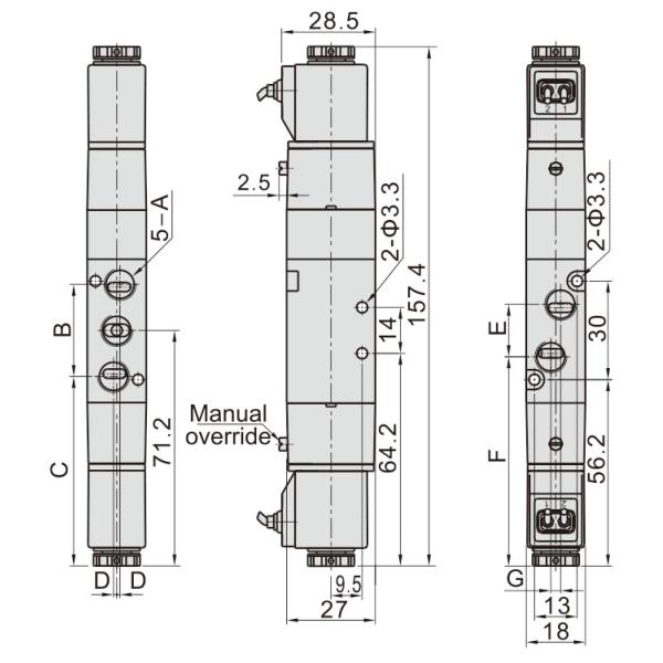 Клапан соленоида Pmeumatic Grommet пути 4V130C-06 1/8