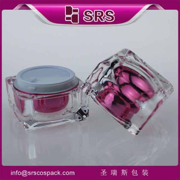 SRS PACKAGING acrylic luxury and elegant jars for cream ,square shapeplastic container with lid