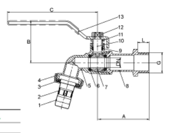 LT-2002B  Water Bibcock Ball Valve With Brass / Zinc Body And PVC Filter Rubber Gasket
