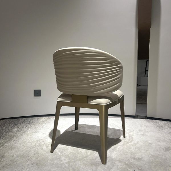 Home Furniture Dining Room Set Featuring Luxury Modern Italian Golden Metal Leg Leather Dining Chairs Minimalist Design