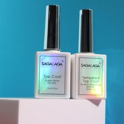 Transparent Nail Clear Hard Gel Polish Top Coat Extra Shiny Long Lasting No Wipe Gel Top Coat for Nails MSDS Certified