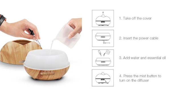 400ml Household Wood Grain Ultrasonic Essential Oil Aroma Humidifier